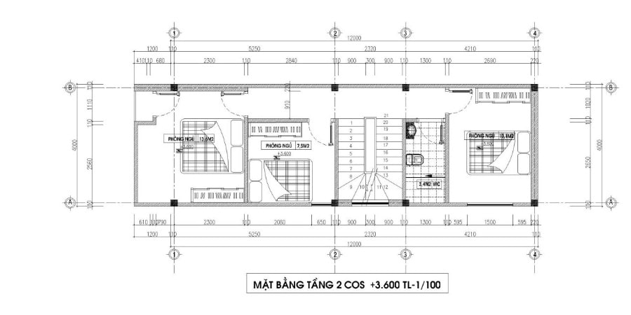 Mẫu thiết kế nhà ống 2 tầng 3 phòng ngủ 515 đẹp nhất  Group Kiến Trúc Sư  Việt Nam